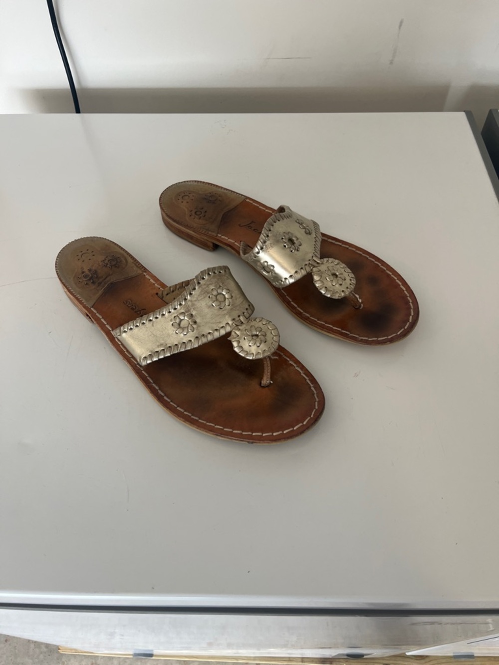 Women’s Jack Rodgers Silver Toe-Post Sandals